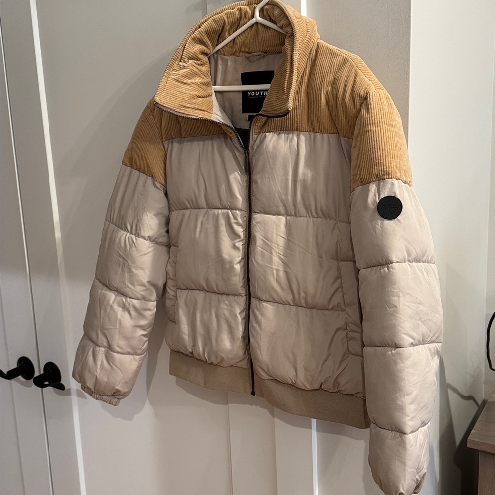 NATIVE YOUTH Beige and Tan Puffer Jacket